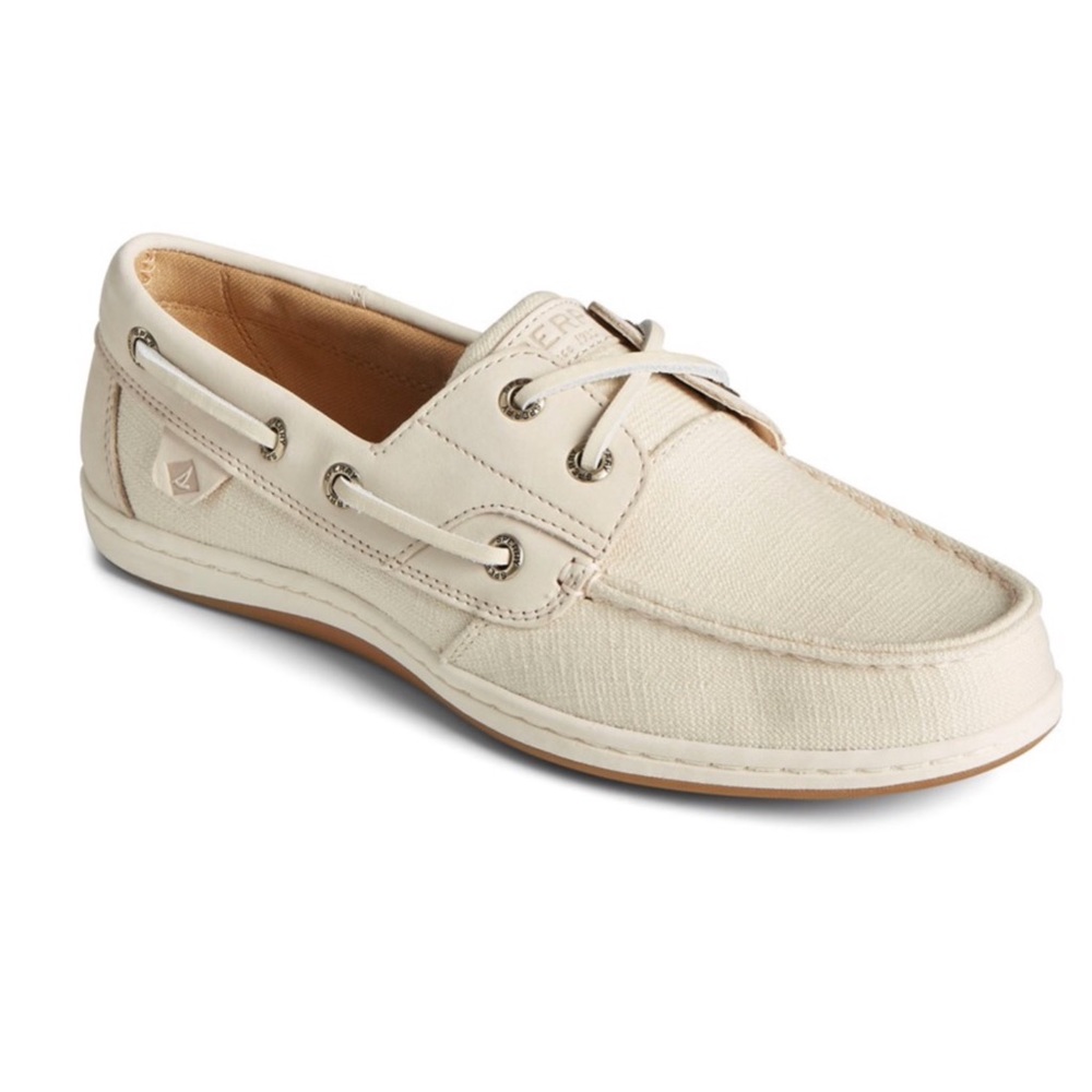 SPERRY TOP-SIDER - WOMENS KOIFISH TEXTILE BOAT CANVAS YVORY SHOES